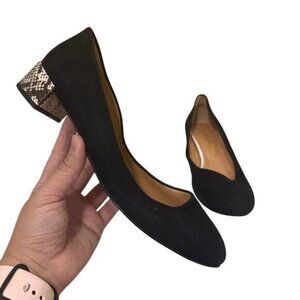 Mellow Yellow Paris Black Suede Block Heel Pumps Womens 39/8.5 US Snake Print